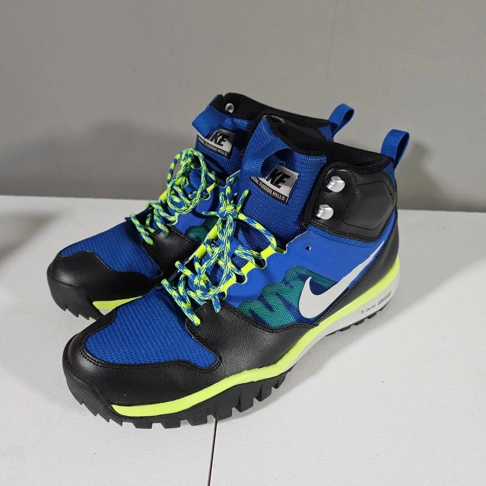 Nike Dual Fusion Hills Men 10.5 Blue Black Hiking Boots 654864-047